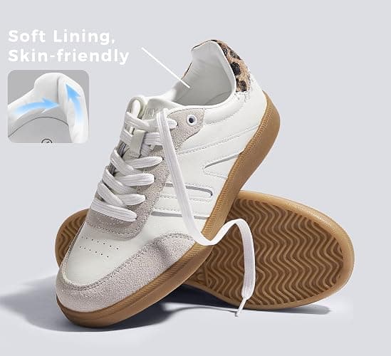 LUCKY STEP Women Classic Retro Gum Sole Fashion Sneakers Casual Tennis Skate Shoe Genuine Leather Walking Footwear Anti Slip Trainers thumbnail 4