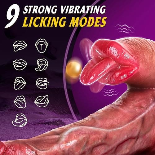 Realistic Thrusting Dildo Licking Vibrator, Sex Toys Silicone Dildos Vibrators with 9 Vibrating 9 Thrusting & Heating Licking Modes for Anal G-spot Stimulation, Remote Control Adult Toys for Women Men thumbnail 3