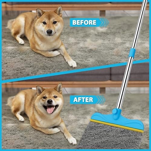 Eaersan 3 in 1 Carpet Rake Kit for Pet Hair Removal Tool - 45” Adjustable Long Handle Pet Hair Remover, Reusable Carpet Scraper Dog Cat Deep Hair Cleaner Remover Tool for Rugs, Mats, Couch, Furniture thumbnail 5