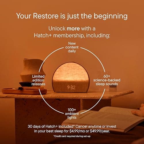 Hatch Restore 3 Sleep System | Sunrise Alarm Clock, Bedside Lamp & Sleep Audio (Cocoa) | Meditations, Podcasts, Sound Baths, Audiobooks thumbnail 3