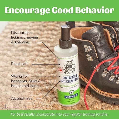 Skout's Honor Super Sour! Anti Chew Spray - Natural Ultra Bitter Formula to Help Deter that unwanted Chewing, Licking, and Biting - Safe for Pets - Safe for Indoor and Outdoor Use, 8 oz thumbnail 4