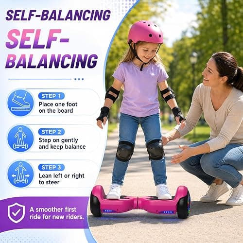 HOVERSTAR pink hoverboard for kids, self balancing scooter thumbnail 3