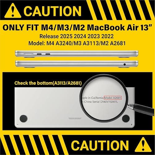 IBENZER Compatible with 2025 2024 2023 2022 MacBook Air 13 inch Case M4 A3240 M3 A3113 M2 A2681, Hardshell Case & KeyboardCover & ScreenFilm & Type-C for Mac Air 13.6, Crystal Clear, AT13-KK-CYCL+2TC thumbnail 2