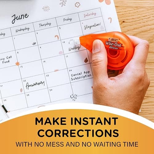 BIC Wite-Out Brand EZ Correct Correction Tape, 39.3 feet, 4-Count Pack of White Correction Tape, Fast, Clean and Easy to Use Tear-Resistant Tape Office or School Supplies thumbnail 8