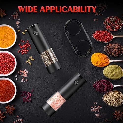Electric Salt and Pepper Grinder Set Automatic Battery Pepper Mill Shakers Adjustable Coarseness Upgraded Larger Capacity with Led Home and Kitchen Appliances Christmas Gifts for Women thumbnail 2