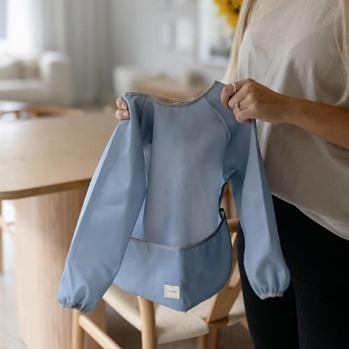 mushie Long Sleeve Baby Bib | Water Resistant Adjustable Fit for Ages 6-24 Months thumbnail 5