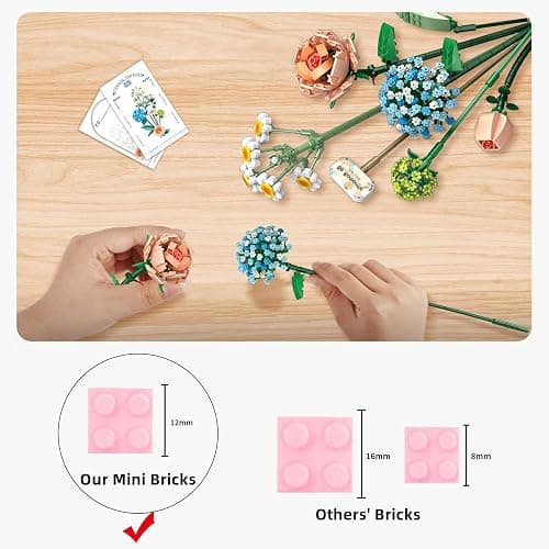 ZIYOSTAR Mini Bricks Flower Bouquet Building Sets, Artificial Flowers, DIY Unique Decoration Home, 680 Pieces Botanical Collection for Ages 6-12 Year Old Girl for Gift… - Starry sky thumbnail 5