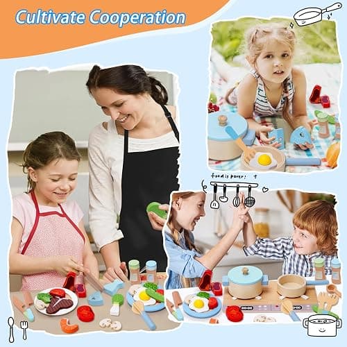 Cucina Giocattolo per Bambini 27 Pezzi, Accessori Cucina Bambini, Pentole e Padelle Giocattolo, Taglio di Cibo e Verdure Chef, Gioco di Ruolo Set per Ragazze e Ragazzi, Giochi Montessori 3 4 5 6 Anni thumbnail 7