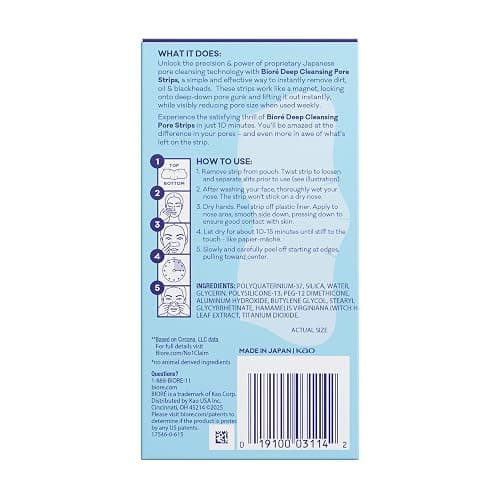 Bioré Original Blackhead Remover Strips, Deep Cleansing Nose Strips With Instant Pore Unclogging, Features C-Bond Technology, Oil-Free, Non-Comedogenic Use, 14 Count thumbnail 13