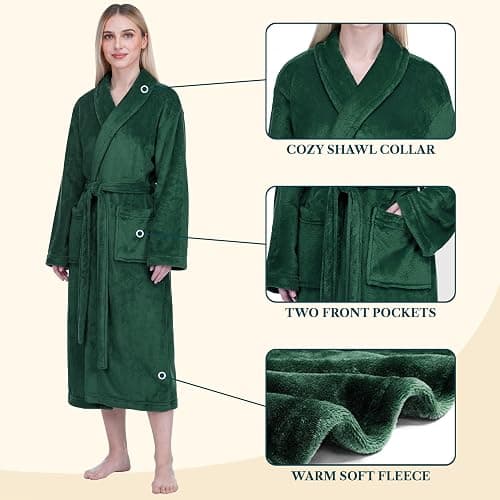 PAVILIA Womens Robe Fleece Plush Soft, Fluffy Fuzzy Cozy Warm Bathrobe, Shower Spa House Long Robe for Women thumbnail 2