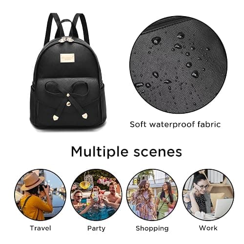 I IHAYNER Girls Bowknot Cute Leather Backpack Mini Backpack Purse for Women thumbnail 2