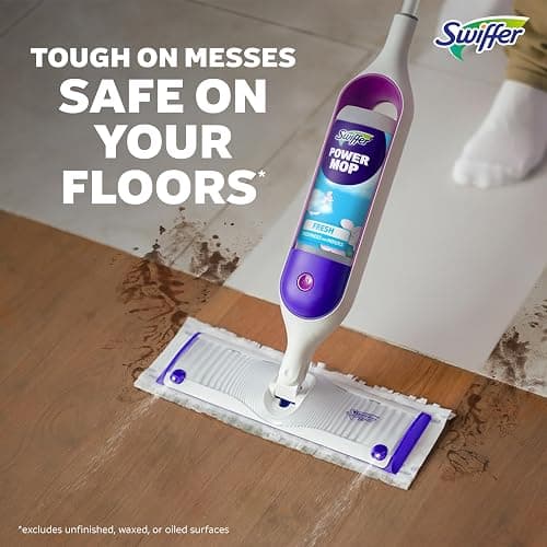 Swiffer PowerMop Multi-Surface Mop Kit for Floor Cleaning, Fresh Scent, Mopping Kit Includes PowerMop, 2 Mopping Pad Refills, 1 Floor Cleaning Solution with Fresh Scent and 2 Batteries thumbnail 8