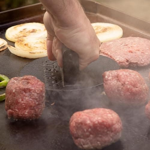 Cuisinart 6.5" Cast Iron Smashed Burger Press, Round Flat Edge Grill Press for Crispy Smash Burgers, Burger Tool for Grill and Griddle Accessories, for BBQs and Tailgates thumbnail 6