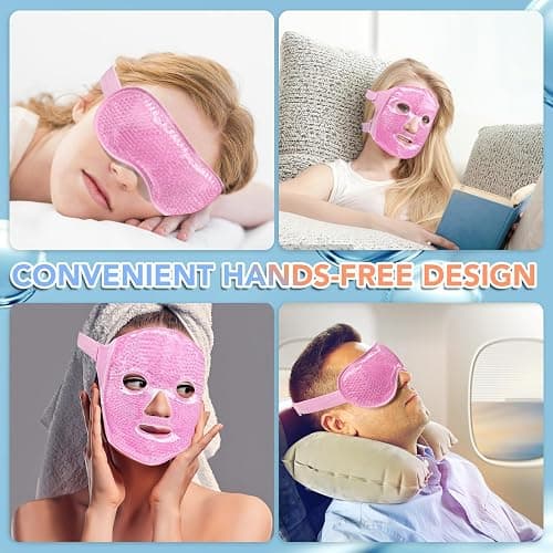 XPCARE Colding Ice Face Mask and Cooling Eye Mask for Puffy Eyes & Migraine Relief Gel Eye Mask Cool Face Ice Masks for Dark Circles Eye Surgery Sleeping Pressure Headaches Skin Care(Pink) thumbnail 7