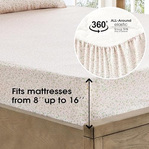 FreshCulture Floral Bed Sheets - Ultra Soft Twin XL Sheets - Brushed Microfiber Pink Floral Sheets - Deep Pockets up to 16" - Easy Care - Hotel Luxury 3 Piece Flower Printed Sheet Twin XL, Calico thumbnail 4