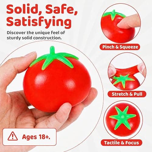 1Pcs Taba Tomato Squishy Ball for Adults, Tomato Squeeze Ball | Soft Tomato Squishy, Slow Rebound TPR Squeeze Ball, Pocket Sized Desktop Decor for Office & Travel thumbnail 6