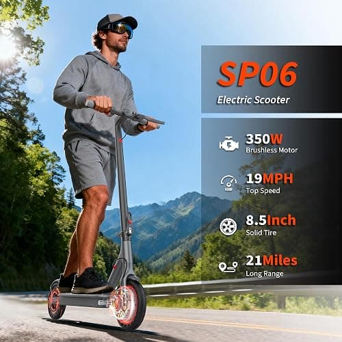 VOLPAM Electric Scooter, 350W/500W/800W/1000W/250W Powerful Motor & 19/22/ 9 MPH Top Speed, 16-28-10 Miles Long Range, Folding E Scooter Choice thumbnail 3