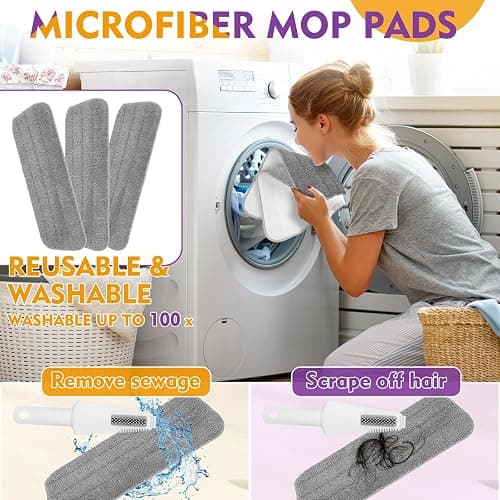 Spray Mop for Floor Cleaning with Washable Pads, Microfiber Wet Mops with 800 ml Refillable Bottle,Reusable Dust Mops with Sprayer for Hardwood Laminate Vinyl Tile Cleaning thumbnail 7