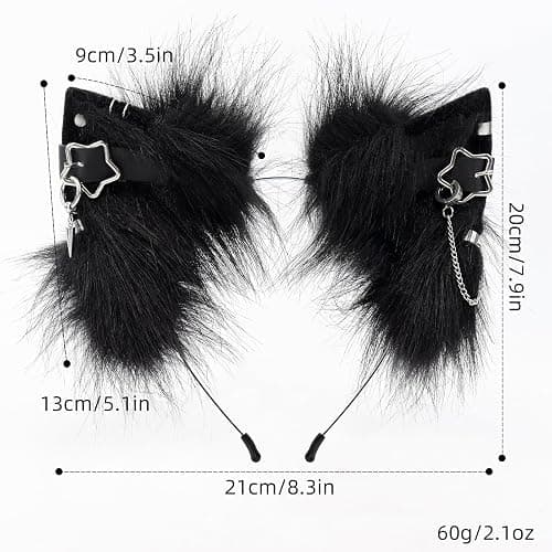 MANYU ZONES Handmade Cat Ears Headband Adjustable Animal Furry Ear Animal Headband Wolf Ear Hairband for Cosplay Christmas thumbnail 5