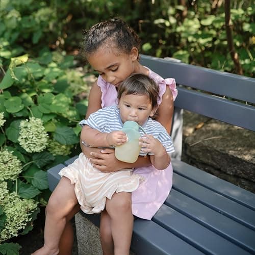 mushie Silicone Puree Pouch 2-Pack | 5 oz Reusable Baby Food Pouches (Tradewinds) thumbnail 5