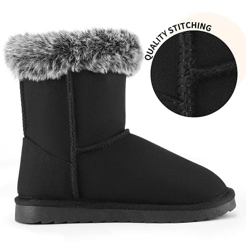 K KomForme Girls Kids Snow Boots Warm Fur Lined Slip On Outdoor Winter Shoes Lightweight Comfy（Little/Big Kids） thumbnail 4