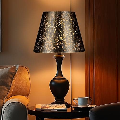 Etched Starlight 𝐌𝐞𝐭𝐚𝐥 𝐋𝐚𝐦𝐩 𝐒𝐡𝐚𝐝𝐞𝐬 𝐬𝐞𝐭 𝐨𝐟 𝟐 Top 6‘’ Bottom 10‘’ Height 7.5" Barrel Shade Lampshades Fits Most Table Lamp and Floor Lamp Spider Outer Bronze and inner Gold thumbnail 3