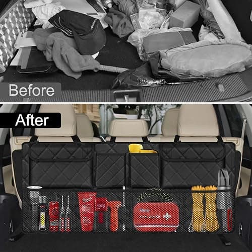 Femuar Car Trunk Organizer, Large Capacity Backseat Trunk Organizer (42"*18"), Collapsible Car Storage Bag with 8 Pockets, SUV/MPV/Truck - Black thumbnail 5