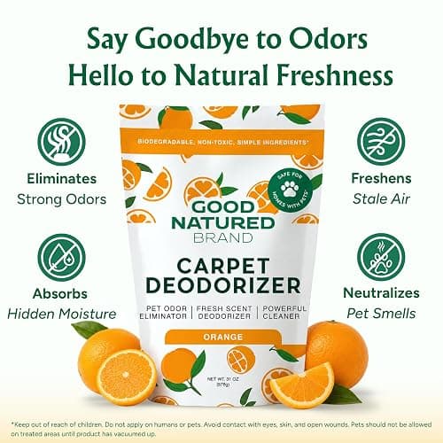Good Natured Brand Carpet Deodorizer & Pet Odor Eliminator Powder, 31oz | Pet & Urine Odor Remover, Moisture Absorber & Air Freshener | For Fabric, Car Interior, Shoes, Closet, Laundry | Orange thumbnail 2