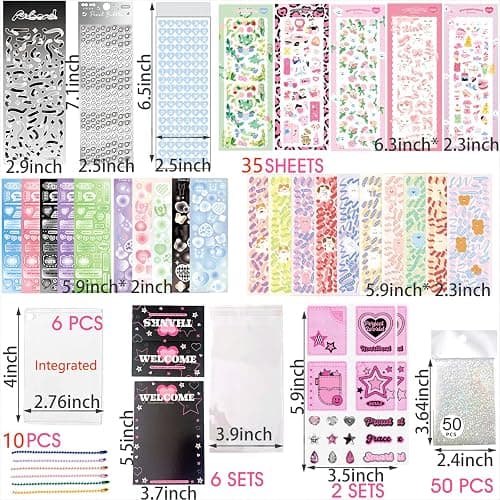 6 Kpop Photocard Holder Keychain Toploaders,6 Wrapped Gift Sets，50 Holographic Card Sleeves for Trading Cards,35Sheets Deco Stickers,2 Pcs Cute Little Pendant (Star II) thumbnail 3