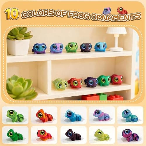 WJOVK 3D Printed Big-Eyed Frog Toy,10 PackArticulating Realistic Animal Pendant,Unique Desk Decor & Flexible Gift Idea (10PC Frog) thumbnail 2