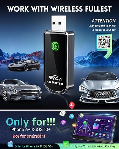 Wireless CarPlay Adapter for Apple iPhone iOS 10+ & Cars from 2015+, Mini Edition, Converts Factory Wired to Wireless CarPlay Dongle Plug & Play (Brushed Cobalt Blue) thumbnail 7