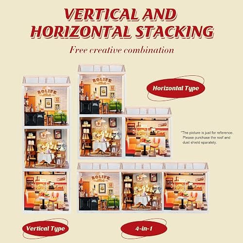 Rolife DIY Miniature Plastic House Building Set Toys Playset with LED Suitable for Mini Figures Construction Toys Diorama Kit Gifts for Teens Adults (Yum Yum Burgers) thumbnail 4