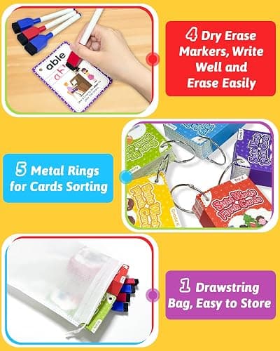 520 Sight Words Flash Cards Kindergarten, 1st 2nd 3rd Grade Reading Books | Learn to Read, Preschool Kindergarten Workbooks, Writing & Spelling Games, Dolch & Fry List, Homeschool Supplies for Kids thumbnail 6