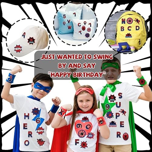 Wavwavw 50 Pcs Spider Iron on Patches Christmas Iron on Patches Blue and Red Letters Embroidered Applique Spiderweb Letter Spider for Clothes Hats Backpacks Jackets Accessories thumbnail 2
