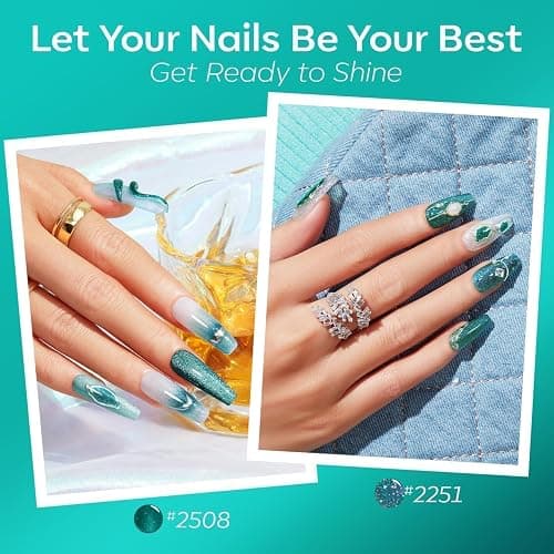 modelones Gel Nail Polish, 6 Colors Hema Free 9D Green Glass Cat Eye Sliver Green Glitter 2026 St Patricks Spring Nail Polish Kit with Magnet Soak Off LED Winter Cateye Nail Art Gel DIY Salon thumbnail 4