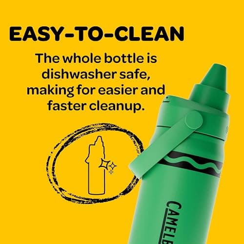 CamelBak Crayola Chug Stainless Steel Water Bottle 16oz, Carnation Pink | Vacuum Insulated Steel, Spill Resistant Chug Lid, Durable Stainless Steel, Protective Silicone Base, Easy Carry Design thumbnail 8