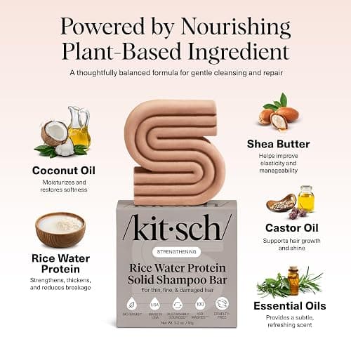 Kitsch Rice Water Shampoo Bar for Hair Growth – Strengthening Hair Shampoo for Men and Women – Reduce Breakage, Boosts Shine – Paraben, Silicone & Sulfate-Free, Vegan Hair Care - 3.2 oz thumbnail 5