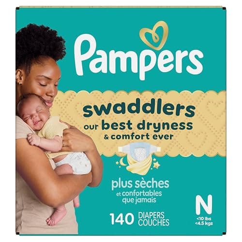 Pampers Swaddlers Diapers, Size 0 (up to 10 lbs), 140 Count, Hypoallergenic, Absorbent, Keeps Baby Dry and Comfortable, Skin Safe Disposable Newborn Baby Diaper thumbnail 17