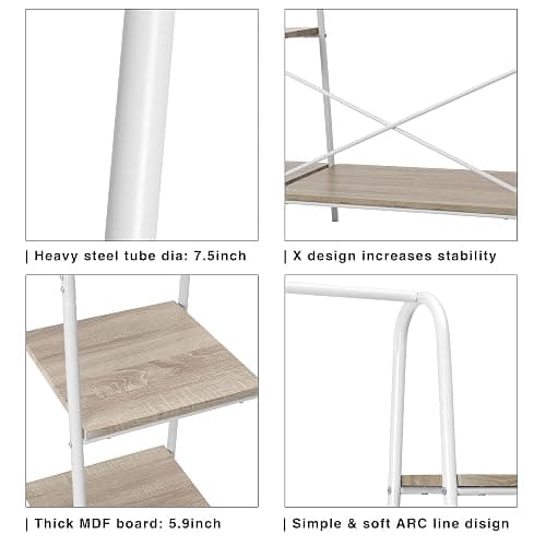 Finnhomy Metal Clothes Closet Rack, Clothing Rack for Hanging Clothes White Heavy Duty Garment Rack with 5 Wood Shelves Freestanding Portable Closet Organizer for Bedroom/Entryway/Boutiques thumbnail 8
