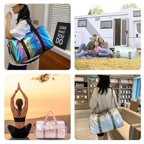 Custom Ballet Dance Bag for Girls, Personalised Sport Gym Bag | Embroidery Name with Wet Dry Pockets & Shoe Compartment, Travel Duffel Weekender Overnight for Women Bridesmaid Birthday Gift thumbnail 2