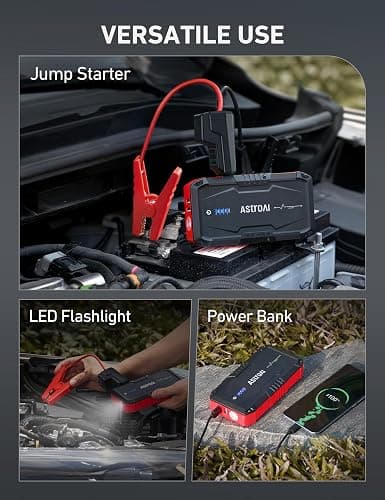 AstroAI S8 Car Battery Jump Starter, Car Jumper Starter Battery Pack for Up to 6.0L Gas & 3.0L Diesel Engines, 12V Portable Jump Box with 3 Modes Flashlight and Jumper Cable (Red) thumbnail 6