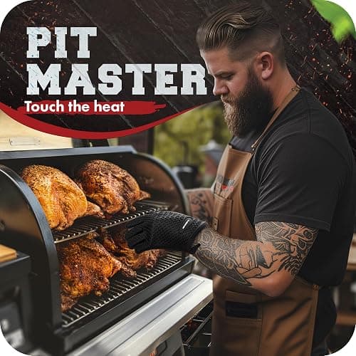 KITCHEN PERFECTION Silicone Smoker Oven Gloves -Extreme Heat Resistant BBQ Gloves -Handle Hot Food Right on Your Smoker Grill Fryer Pit|Waterproof Oven Mitts Grill Gloves |Superior Value Set+3 Bonuses thumbnail 2