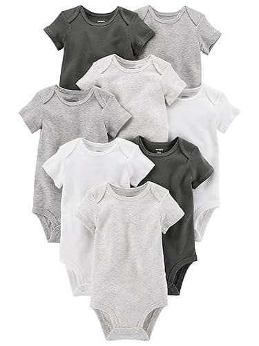 Carter's unisex-baby 8-pack Short Sleeve Bodysuits - 18 Months - White/Grey