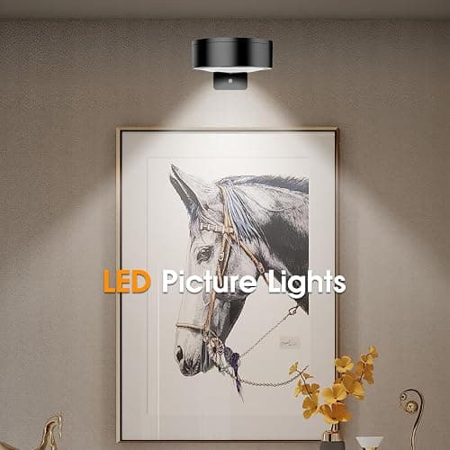 SIXDEFLY Picture Lights for Wall, 3 Lighting Modes Magnetic Art Display Light,Rechargeable Battery Operated Led Painting Light with Remote Control Dimmable & Timer,3Pack Black thumbnail 2
