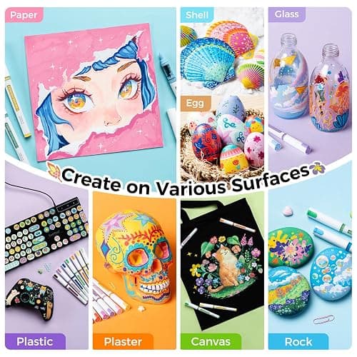 Ohuhu Acrylic Paint Markers Brush Tip: 120 Colors Automatic Ink Control Acrylic Markers High Opacity Paint Pens Water-Resistant Lightfast for Rock Painting 3D Prints Easter Egg Wood DIY Craft - Kahuku thumbnail 8