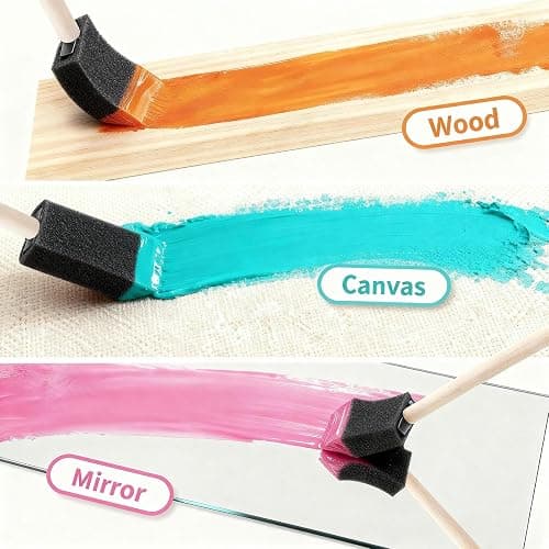 12Pcs Foam Paint Brushes Set: 1 Inch & 1.5 Inch Sponge Paint Brushes with Wooden Handle, Lightweight & Durable for Painting, Staining, Crafts, DIY Art, Acrylic Painting & Mod Podge thumbnail 5
