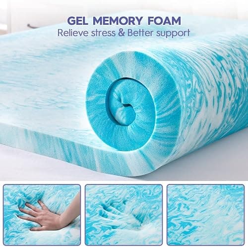ABENE Twin Size Dual Layer 3 Inch Memory Foam Mattress Topper, 2 Inch Gel Memory Foam Plus 1 Inch Down Alternative Pillowtop Mattress Pad Cover, Thick Soft Bed Topper Support for Back Pain thumbnail 3