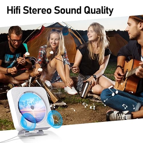 MICOCIOUS Bluetooth Portable Home CD Music Player with Remote Control, Timer, Built-in Speakers and LED Display - FM Radio Boombox (White) thumbnail 5