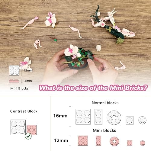 ABLEBUILDER Orchid Mantis & Insect Collection Mini Animals Building Set for Home Decor, Not Compatible with Botanical Flowers, 478 PCS Bonsai Tree Plants Building Toy for Adults, Gift for Kids 12-14+ thumbnail 4