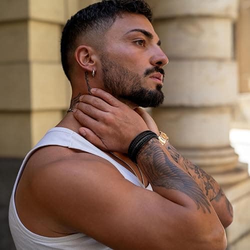 SERASAR Premium Echtlederarmband für Männer in Schwarz & Braun | Verschiedene Längen | Magnetverschluss aus Edelstahl | Inklusive Schmuckschachtel | Tolles Geschenk für Männer thumbnail 3